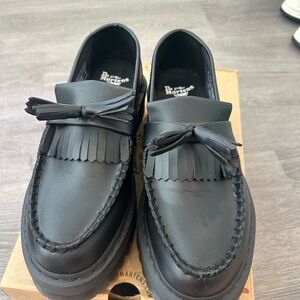 Dr. Martens Black Tassel Loafers Adrian Quad Mono